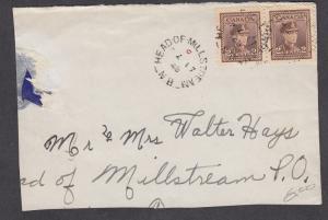 NEW BRUNSWICK SPLIT RING TOWN CANCEL COVER HEAD OF MILLSTREAM