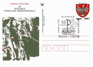 Poland 1994 postal card with Scout cancels