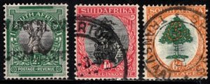 1926-1927 South Africa Scott #- 23a, 24b, 25a Definitive Issue Set/3 Used