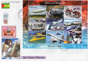 Sao Tome and Principe 2004 Motorcycle/Concorde-SPACE Sheetlet perforated FDC