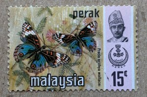 Perak 1971 15c Butterflies, used. SEE NOTE. Scott 151, CV $0.35. SG 177