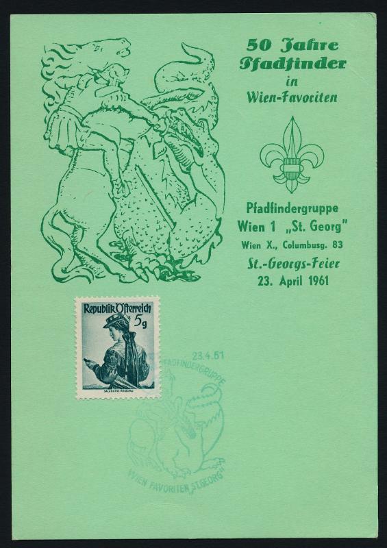 Austria 521 on Card - 50th Anniv of Scouts, 3rd Scout Group Vienna Cancel