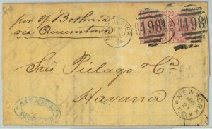 BK0799 - GB - POSTAL HISTORY - SG # 144 Pair on COVER: MANCHESTER to HAVANA 1878-