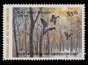 Arkansas #6 1986 Hunting Permit Stamp MNH