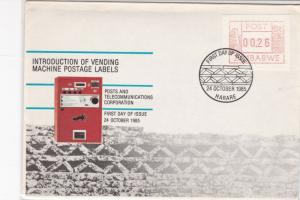 zimbabwe 1985 atm stamps cover ref 19283