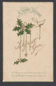 US Sc WX6 Christmas Seal + 1c Franklin on 1910 Christmas Card, CORSONSVILLE, VA