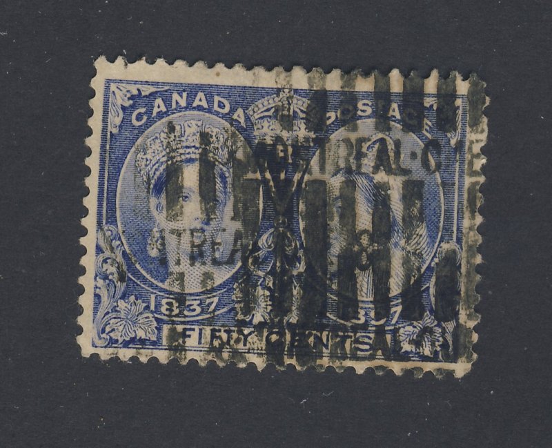 Canada Victoria Jubilee Used Stamp #60-50c Used Fine Guide Value = $115.00