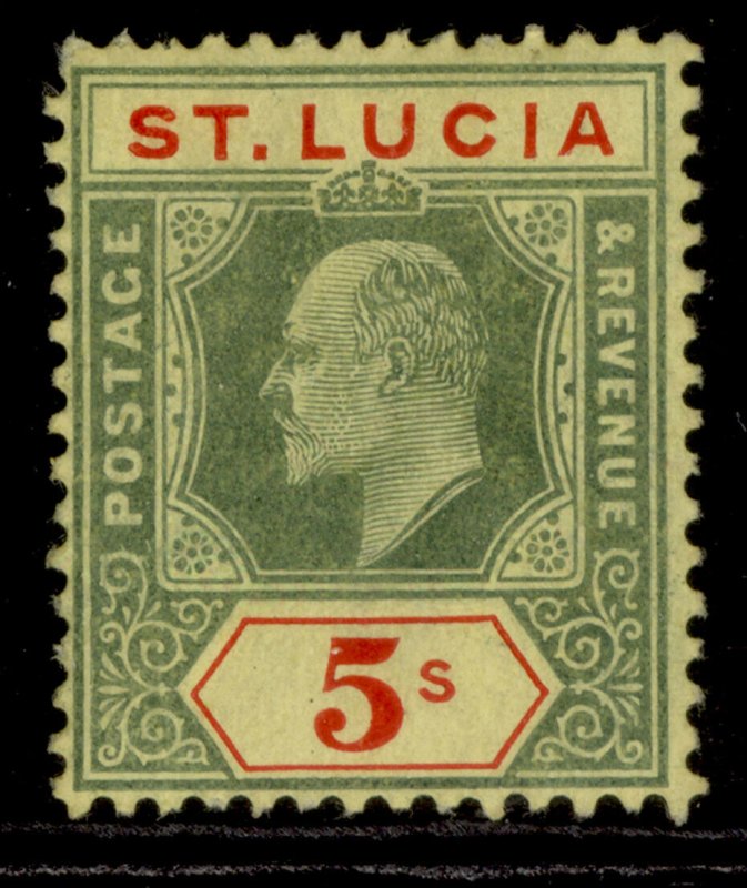 ST. LUCIA EDVII SG77, 5s green & red/yellow, M MINT. Cat £60.