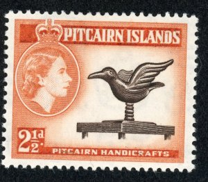 Pitcairn Islands 23 MH 1957 2 1/2p orange & brn