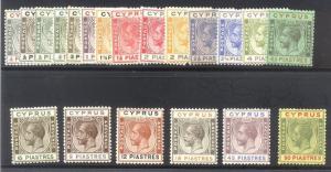 CYPRUS #89-108 Mint - 1924-28 K G V Set, Wmk 4