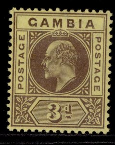 GAMBIA EDVII SG75, 3d purple/yellow, LH MINT.