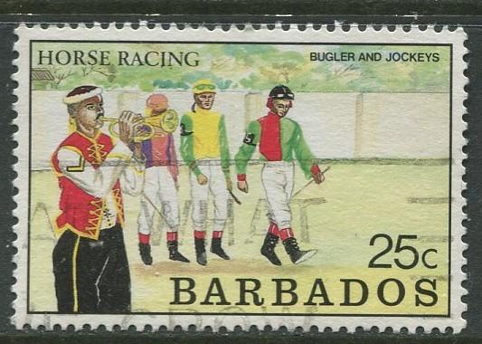 Barbados -Scott 773 - Horse Racing - 1989 - Used - Single 25c Stamps