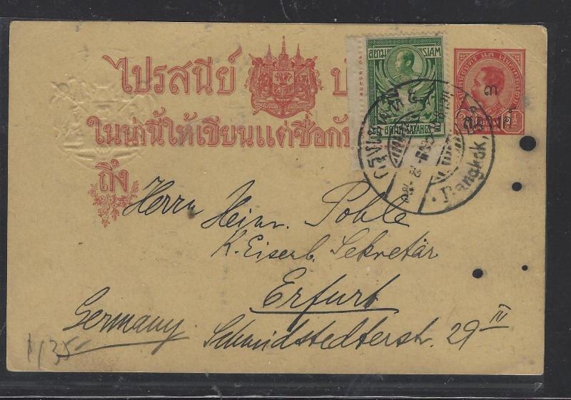 THAILAND (P0412BB) RAMA 1913 OVP SC UPRATED TO GERMANY WITH MSG