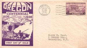 1936 FDC - Oregon Centennial - Better Cachet - F28021