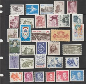 Sweden Collection of 50+ stamps 1970/s 1980/s all different MNH Face 84.00 Krona