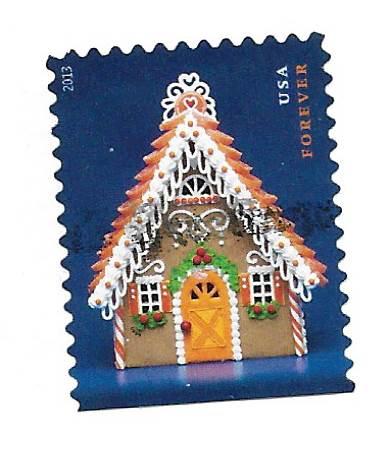 SC# 4820 - (46c) Gingerbread House, orange door - USED OFF PAPER