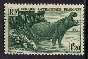 French West Africa 1947: Sc. # 43; **/MNH Single Stamp