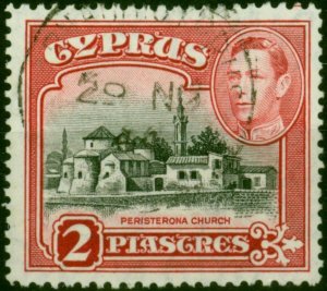 Cyprus 1944 2pi Black & Carmine SG155c P12.5 x 13.5 Fine Used