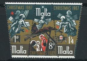 Malta SG 393a  set Mint Light Hinge se-tenant strip of 3