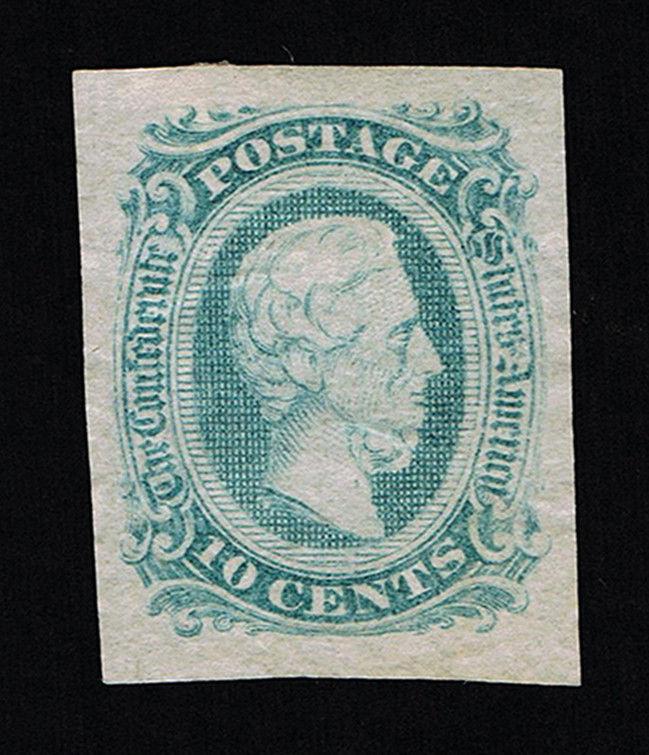 GENUINE CONFEDERATE CSA SCOTT #11d MINT GREEN DIE-A ARCHER & DALY PRINTING