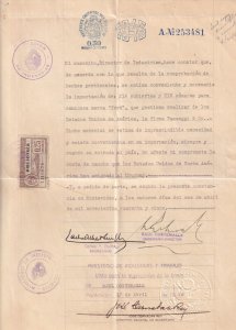 Uruguay: 1945 Document with Tax Stamp (54277)