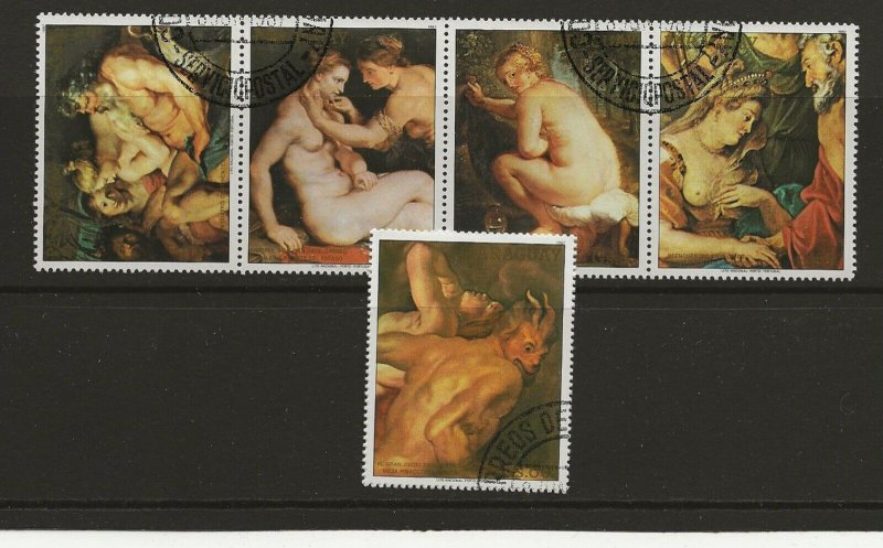 Thematic Stamps Art - PARAGUAY 1987 RUBENS NUDE PAINTING 1st 5v used