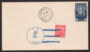 **US 20th Century Navy Combo Cover, USS Rhino, US #717 + Morocco 172A