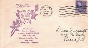 NATIONAL AIRMAIL ROSE SHOW EVENT CACHET COVER PORTLAND OREGON 1949