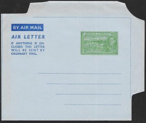 TRINIDAD & TOBAGO Aerogramme 5¢ King & Building Unused c1950