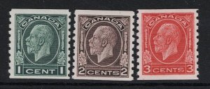 Canada SC# 205 - 207 Mint Very Light Hinge - S17141