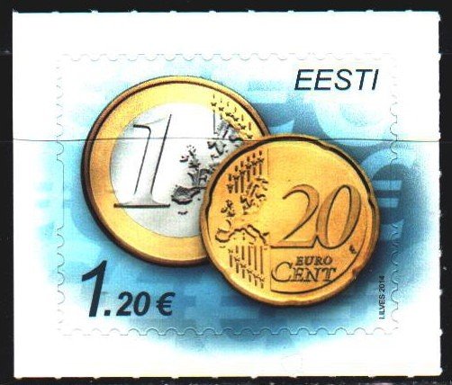 Estonia. 2014. 807. Coins on stamps. MNH.