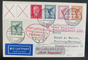 1929 Germany Graf Zeppelin LZ 127 Flight RPPC Postcard Cover to Freiberg