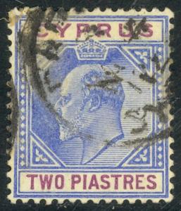 CYPRUS 1904-07 KEDVII 2pi Ultramarine and Maroon Scott No. 53 F-VF Used