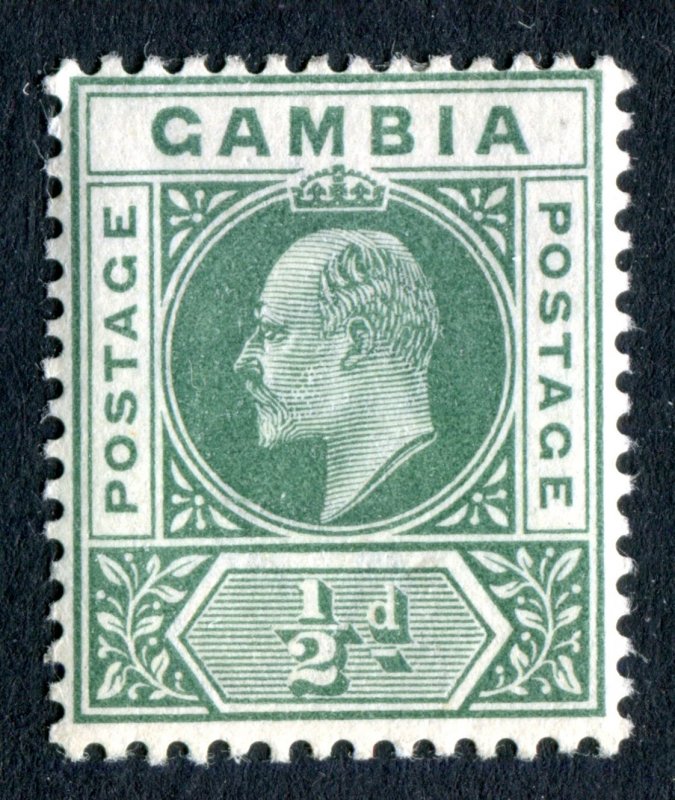 Gambia 1902 KEVII. 1/2d green. Crown CA. Mint. LH. SG45.