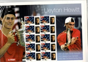 AUSTRALIA 2001 LEYTON HEWITT WINNER OF US OPEN TENNI S CHAMPIONSHIPS STAMP SHEET