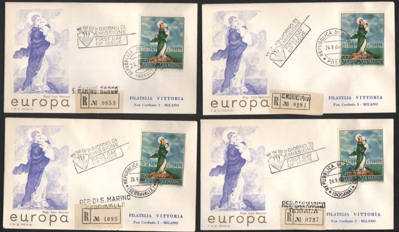 ZG-A162 SAN MARINO - Europa Cept, 1966 4 Different Fdc Covers