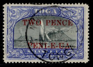 TONGA GV SG68a, 2d on 2s black & ultramarine, FINE USED. Cat CDS