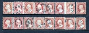 #26 1857-1861  group #25 GREAT - Cancels and Colors! - cv$320.00