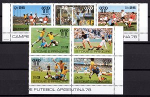 St.Thomas & Prince 1978 Sc#497/498 WORLD CUP SOCCER ARGENTINA 78 Block+Strip MNH