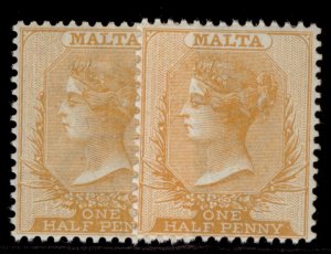 MALTA GV SG18 + 19, ½d SHADE VARIETIES, NH MINT. Cat £58.