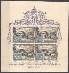1952 Vatican, Centenary Sheet First Stamps - BF 1 - MNH**