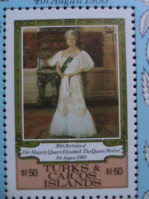 TURK & CAICOS ISLANDS1980-REMEMBER ALWAYS-QUEEN ELIZABETH II-QUEEN'S MOTHER