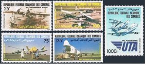 Comoro Islands C153-C157, MNH. Mi 767-771. Air Transport Union UTA 50. 1985.