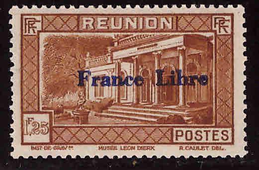 Reunion  Scott 207 MNH** France Libre overprint 1943