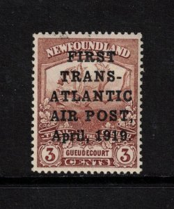 Newfoundland #C1 Extra Fine Never Hinged Gem **With Certificate**