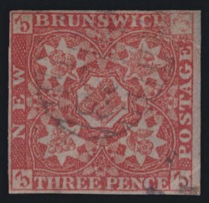 NEW BRUNSWICK 1  USED -  VERY TINY THIN - ATTRACTIVE STAMP! - NWD