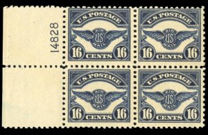 United States, Air Post #C5 Cat$500 (as singles), 1923 16c dark blue, left ma...