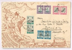 South West Africa 1938,Sc.#B1-B4 used pairs on anniversary cover