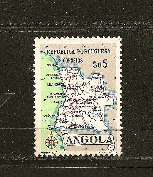 Angola 386 Map of Angola Mint Hinged