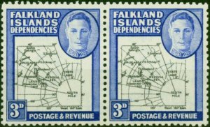 Falkland Is Dep 1946 3d Black & Blue SGG4a 'Gap in 80th Parallel' V.F MNH in ...